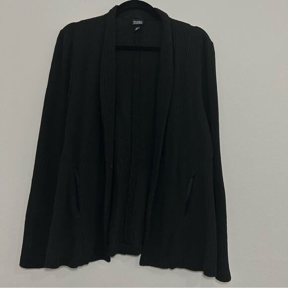 Eileen Fisher Black Textured Single Snap Button
Blazer Jacket Size Small - Picture 1 of 6